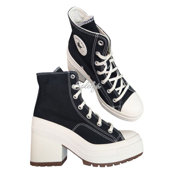 Converse Chuck 70 De Luxe Heel Platform Black Egret Sneaker Boot Womens 9 NEW - Picture 9 of 9